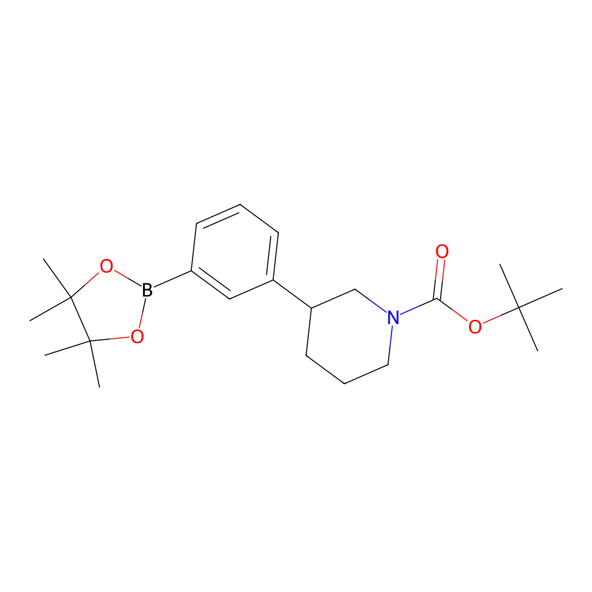 Tert-butyl 3-(3-(4,4,5,5-tetramethyl-1,3,2-dioxaborolan-2-yl)phenyl)piperidine-1-carboxylate molecular structure, CAS 1352426-78-8