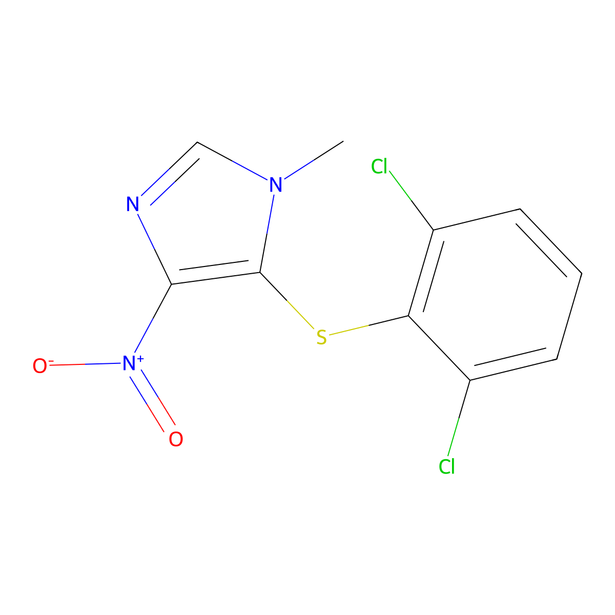 5-[(2,6-dichlorophenyl)sulfanyl]-4-nitro-1-methyl-1H-imidazole molecular structure, CAS 135245-30-6