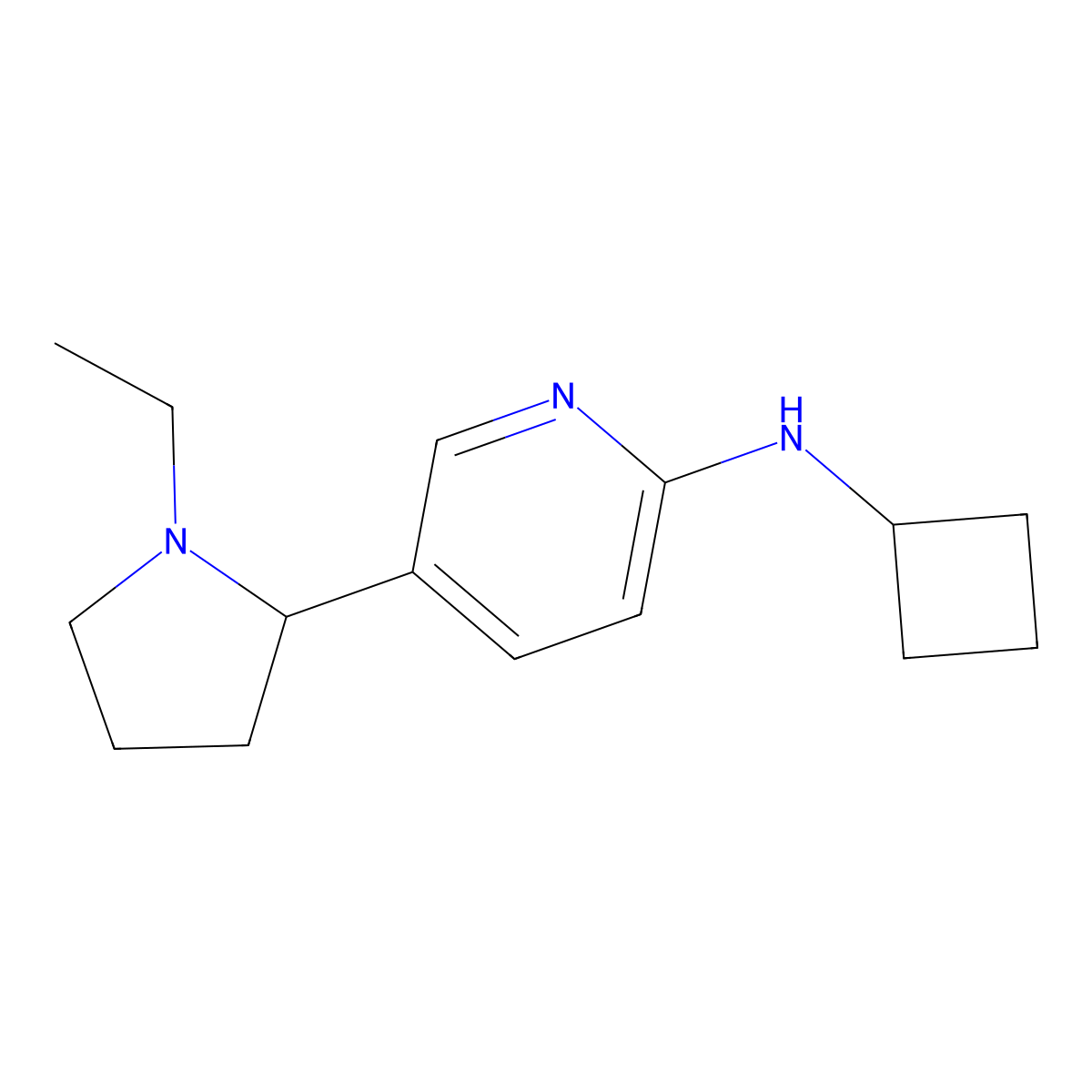 N-Cyclobutyl-5-(1-ethylpyrrolidin-2-yl)pyridin-2-amine molecular structure, CAS 1352482-08-6