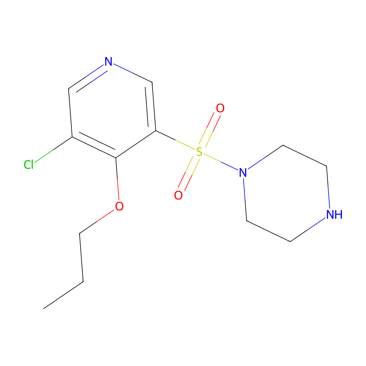 1-((5-Chloro-4-propoxypyridin-3-yl)sulfonyl)piperazine molecular structure, CAS 1352483-16-9