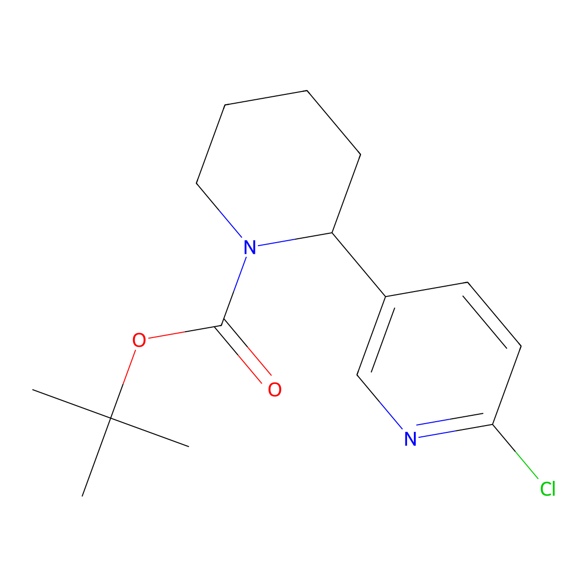 Tert-butyl 2-(6-chloropyridin-3-yl)piperidine-1-carboxylate molecular structure, CAS 1352485-56-3