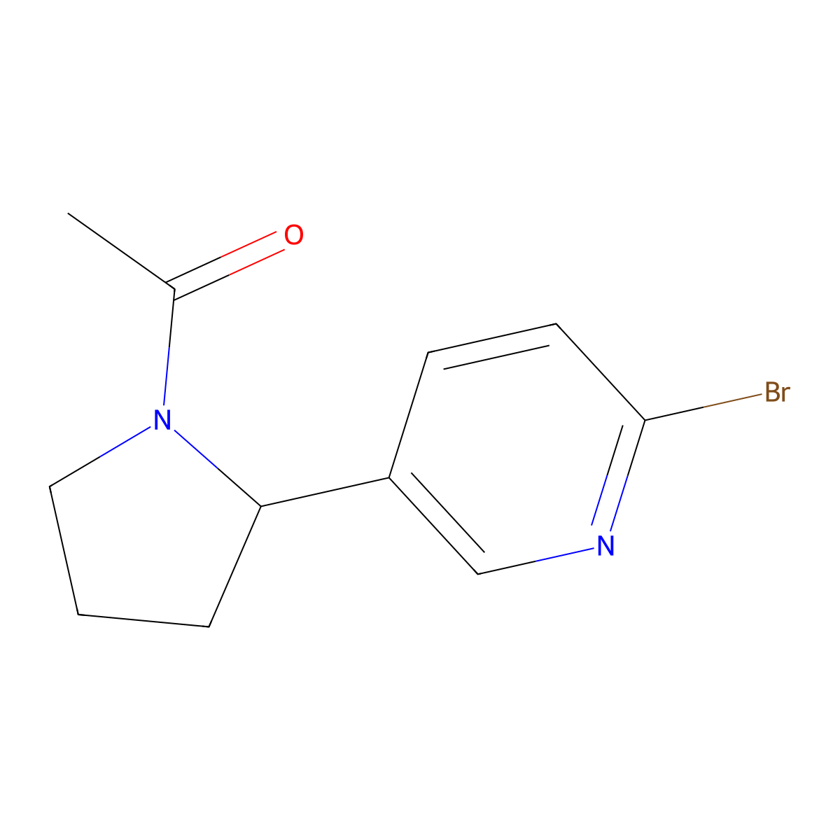 1-(2-(6-Bromopyridin-3-yl)pyrrolidin-1-yl)ethanone molecular structure, CAS 1352485-86-9