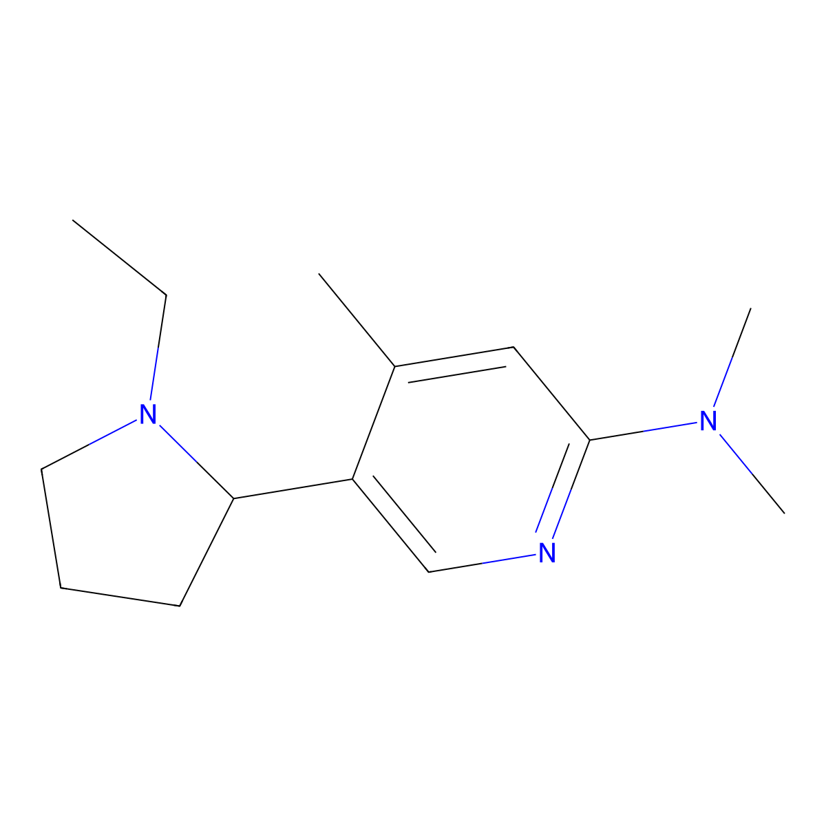 5-(1-Ethylpyrrolidin-2-yl)-N,N,4-trimethylpyridin-2-amine molecular structure, CAS 1352487-61-6
