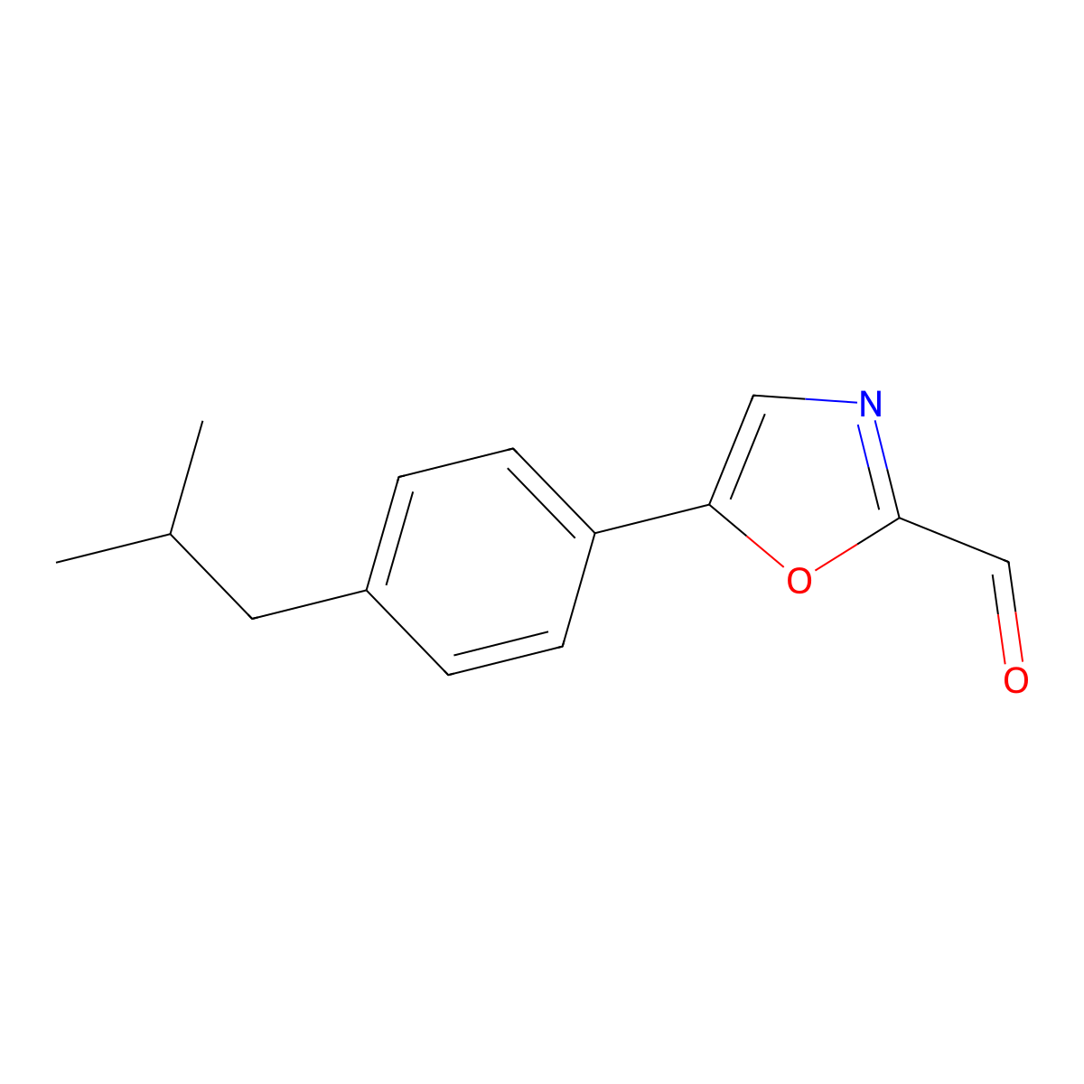 5-(4-Isobutylphenyl)oxazole-2-carbaldehyde molecular structure, CAS 1352488-71-1
