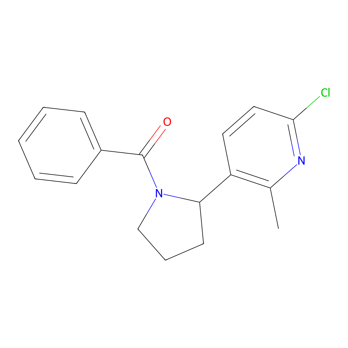 (2-(6-Chloro-2-methylpyridin-3-yl)pyrrolidin-1-yl)(phenyl)methanone molecular structure, CAS 1352490-41-5