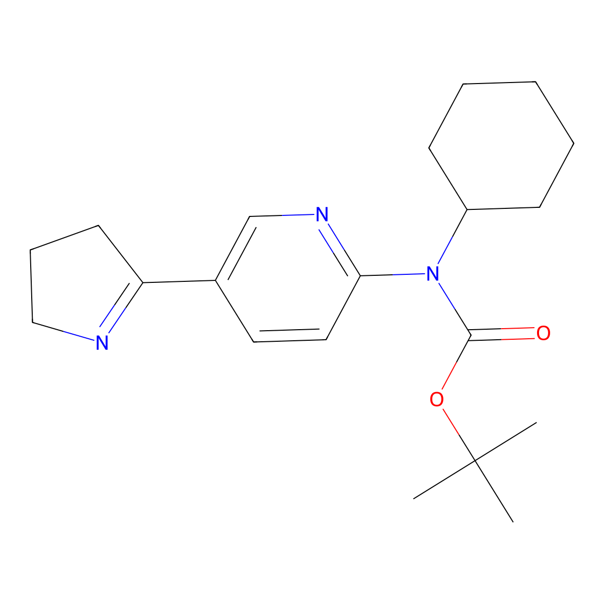 tert-Butyl cyclohexyl(5-(3,4-dihydro-2H-pyrrol-5-yl)pyridin-2-yl)carbamate molecular structure, CAS 1352490-95-9