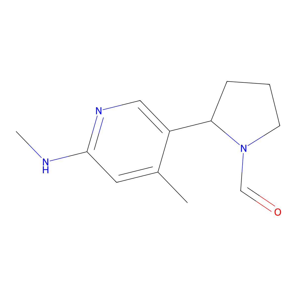 2-(4-Methyl-6-(methylamino)pyridin-3-yl)pyrrolidine-1-carbaldehyde molecular structure, CAS 1352492-83-1