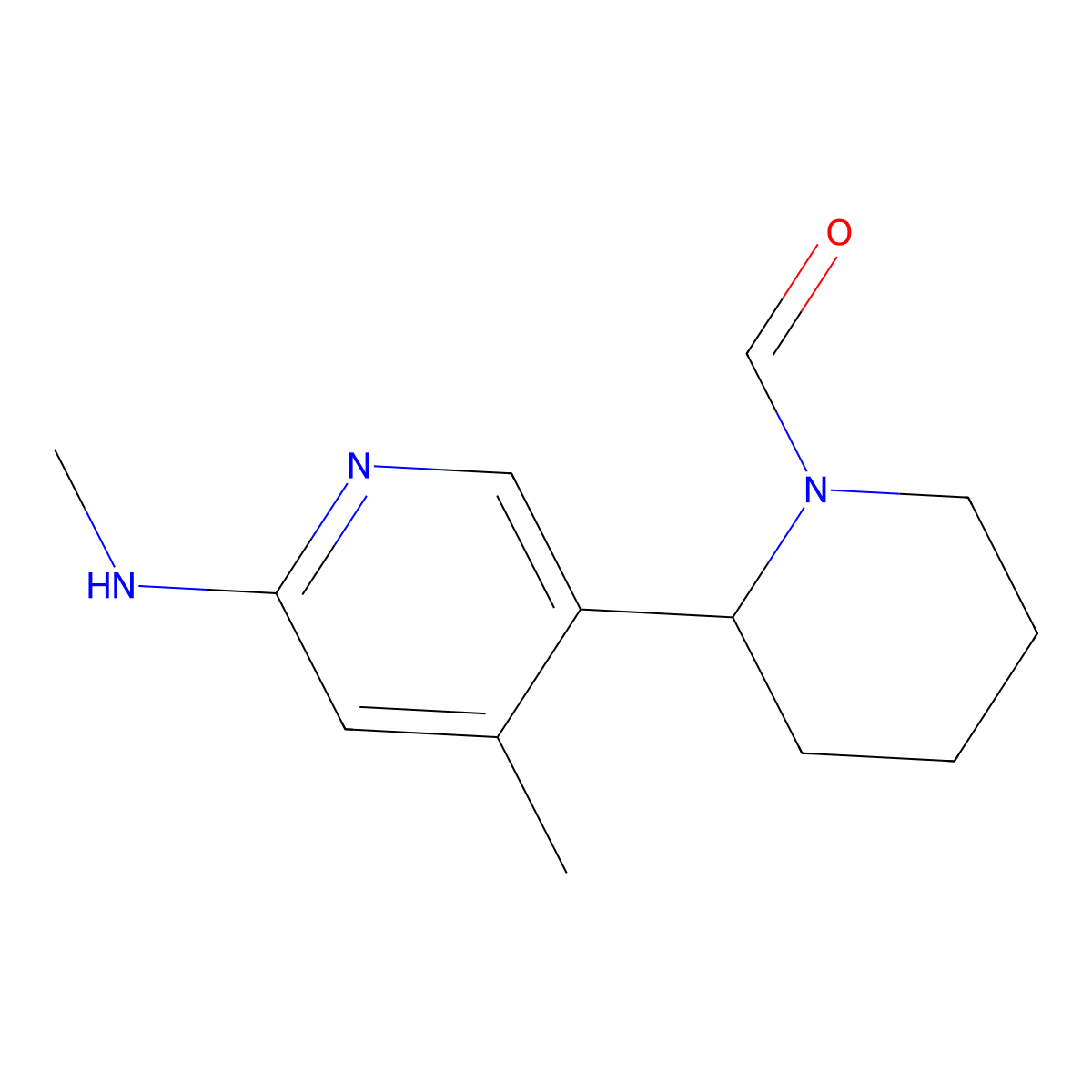 2-(4-Methyl-6-(methylamino)pyridin-3-yl)piperidine-1-carbaldehyde molecular structure, CAS 1352492-89-7