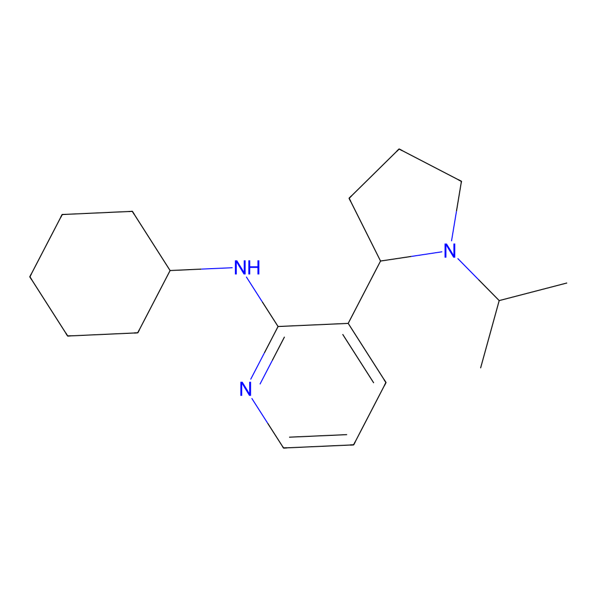 N-Cyclohexyl-3-(1-isopropylpyrrolidin-2-yl)pyridin-2-amine molecular structure, CAS 1352492-96-6
