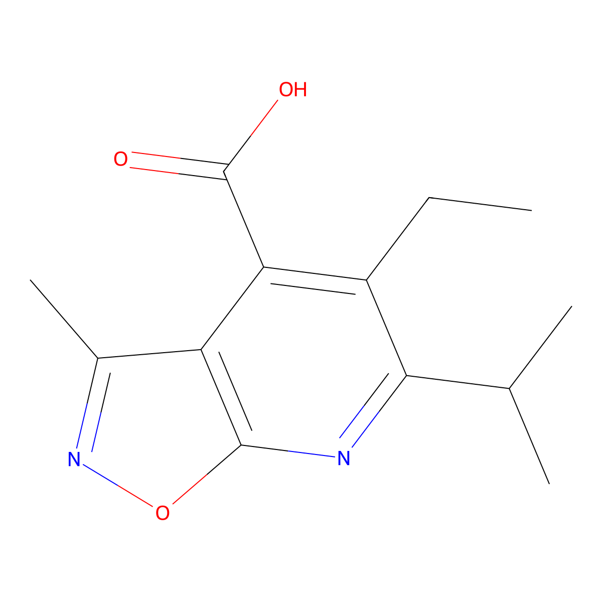 5-Ethyl-6-isopropyl-3-methylisoxazolo[5,4-b]pyridine-4-carboxylic acid molecular structure, CAS 1352496-56-0