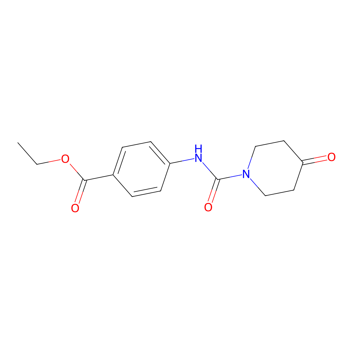 Ethyl 4-{[(4-oxopiperidin-1-yl)carbonyl]amino}benzoate molecular structure, CAS 1352496-63-9