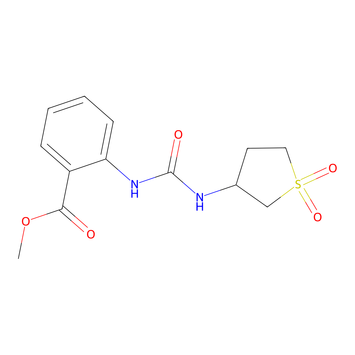 Methyl 2-{[(1,1-dioxidotetrahydrothiophen-3-yl)carbamoyl]amino}benzoate molecular structure, CAS 1352496-97-9