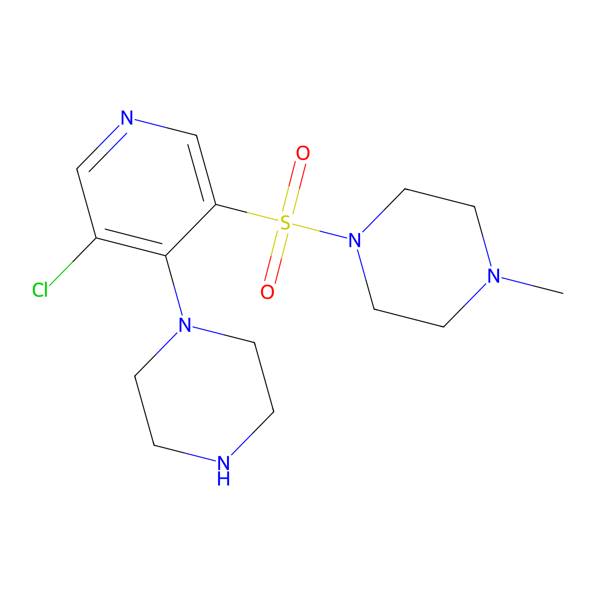1-((5-Chloro-4-(piperazin-1-yl)pyridin-3-yl)sulfonyl)-4-methylpiperazine molecular structure, CAS 1352497-41-6
