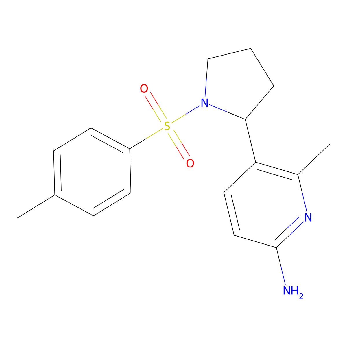6-Methyl-5-(1-tosylpyrrolidin-2-yl)pyridin-2-amine molecular structure, CAS 1352497-67-6