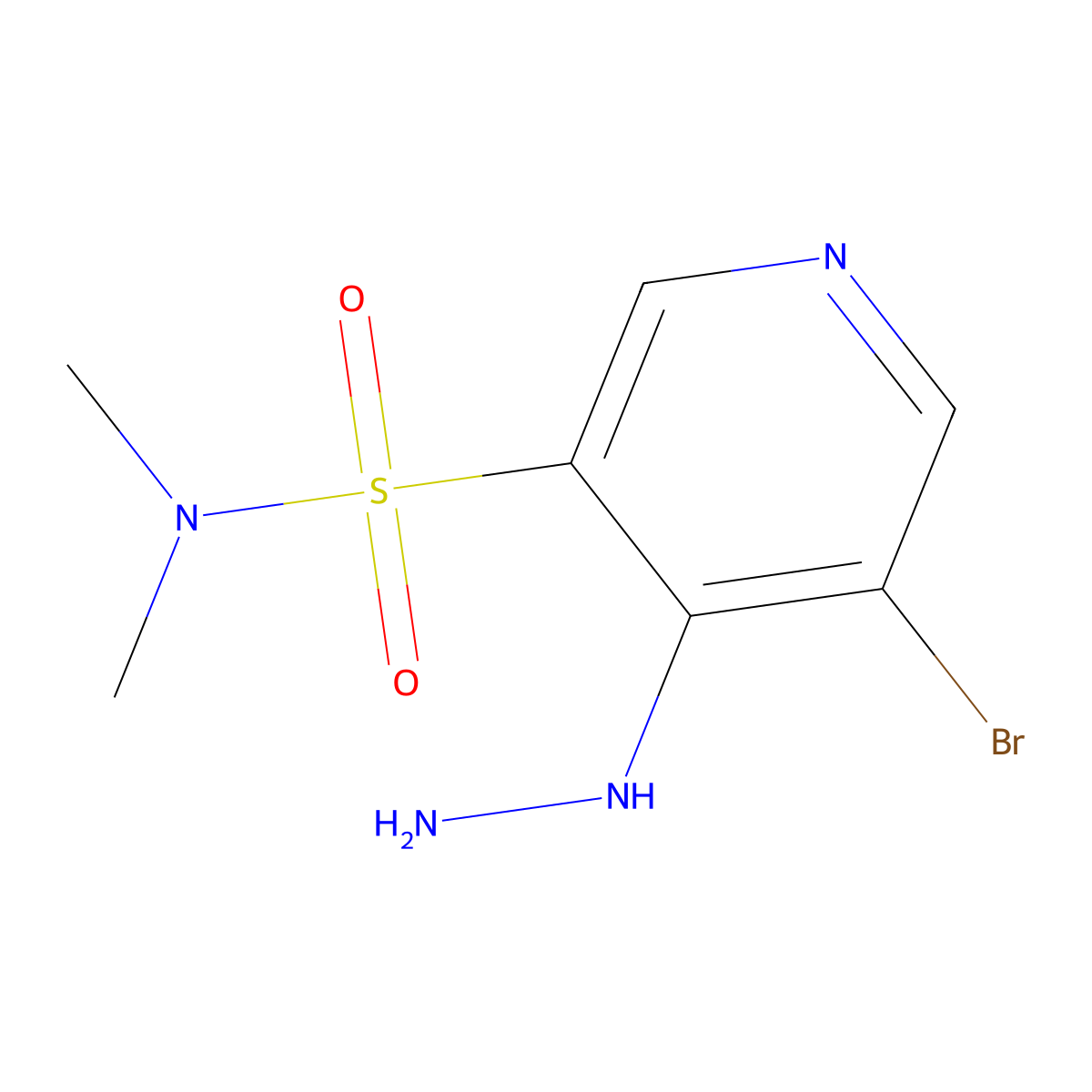5-Bromo-4-hydrazinyl-N,N-dimethylpyridine-3-sulfonamide molecular structure, CAS 1352497-88-1