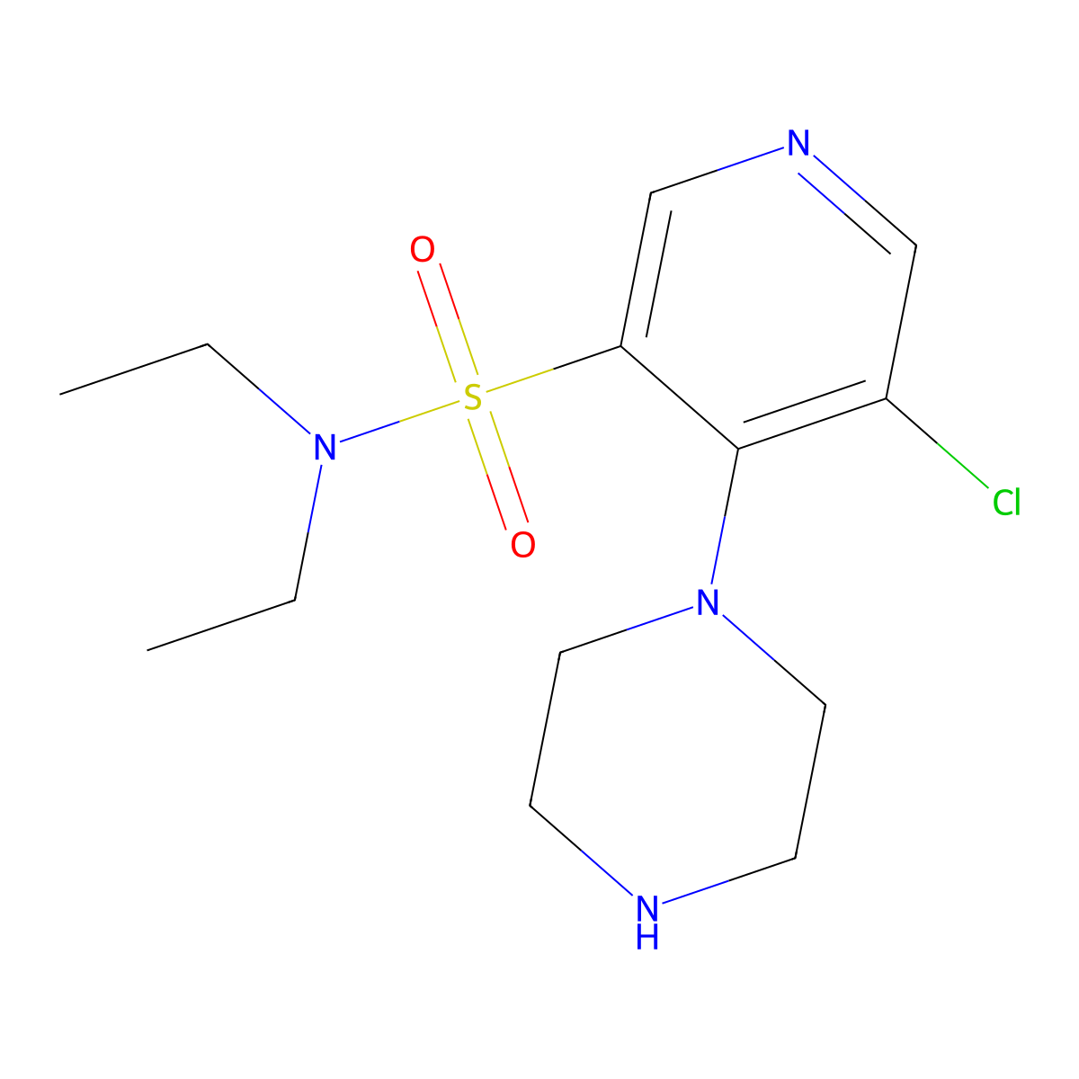 5-Chloro-N,N-diethyl-4-(piperazin-1-yl)pyridine-3-sulfonamide molecular structure, CAS 1352498-81-7