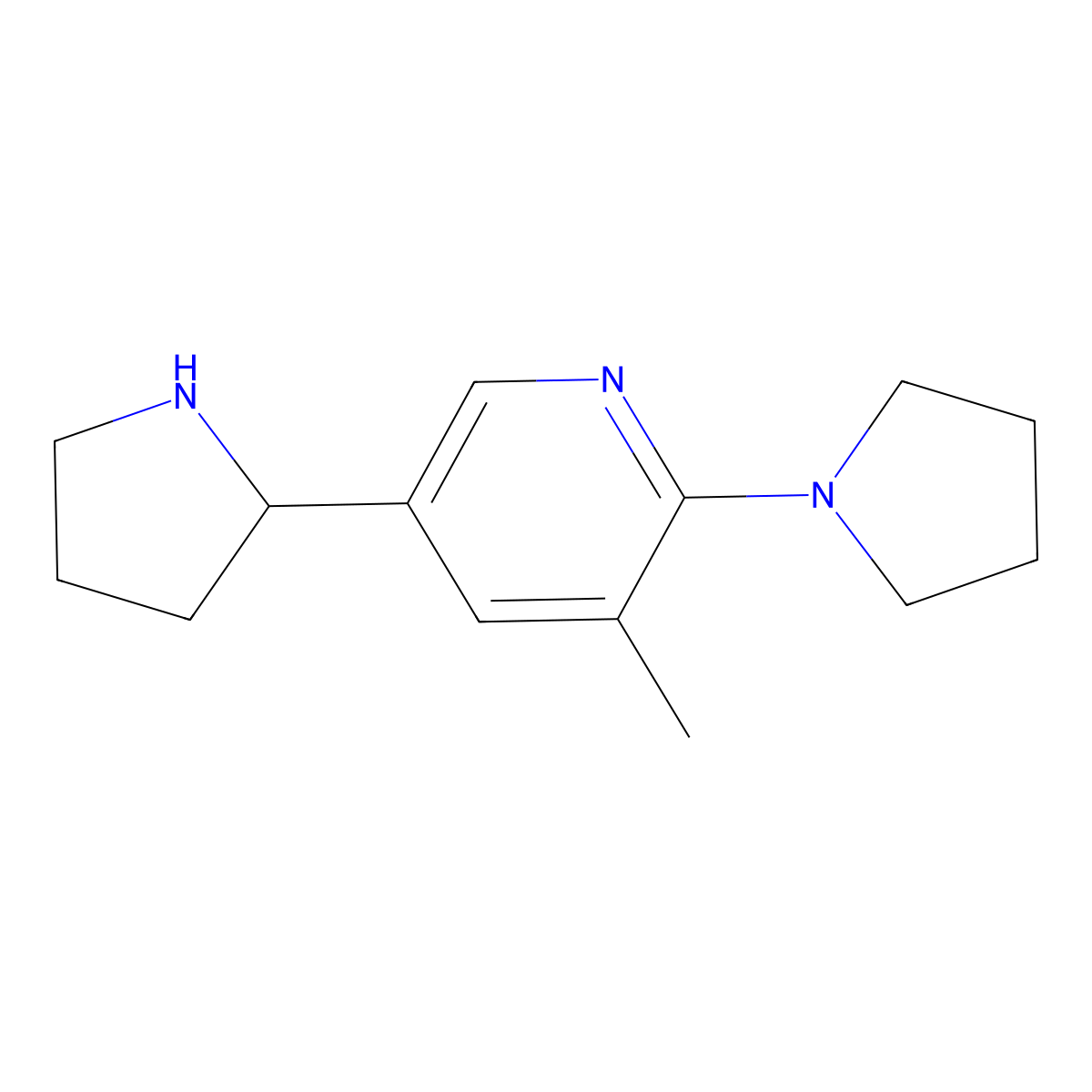 3-Methyl-2-(pyrrolidin-1-yl)-5-(pyrrolidin-2-yl)pyridine molecular structure, CAS 1352499-42-3