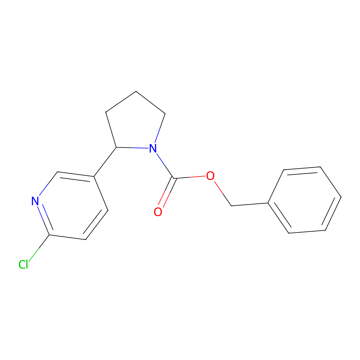 Benzyl 2-(6-chloropyridin-3-yl)pyrrolidine-1-carboxylate molecular structure, CAS 1352499-60-5