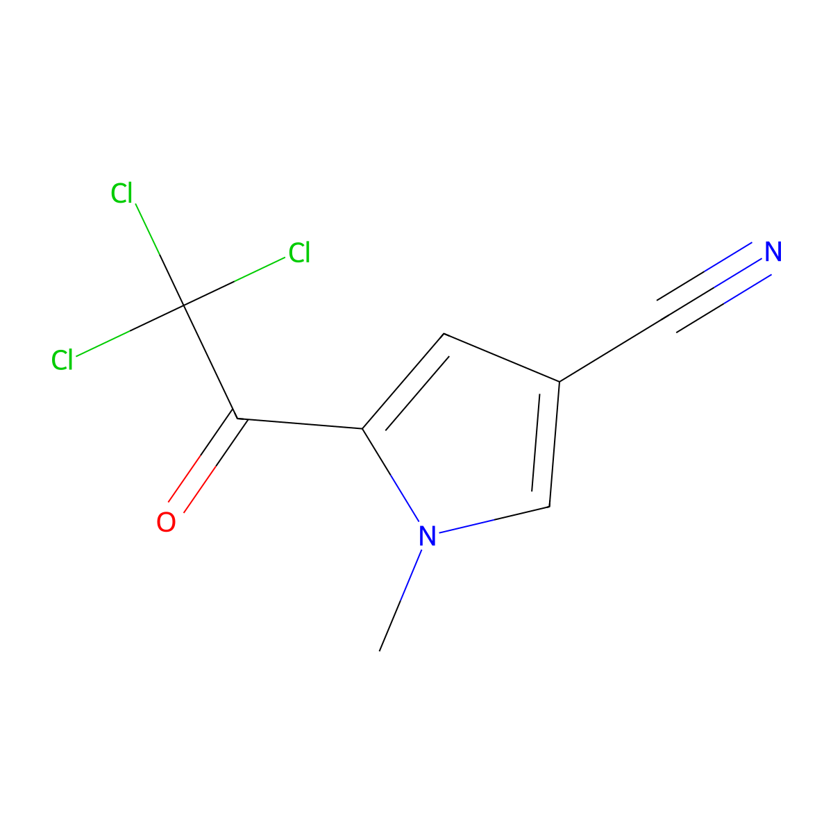 1-methyl-5-(trichloroacetyl)-1H-pyrrole-3-carbonitrile molecular structure, CAS 135250-39-4