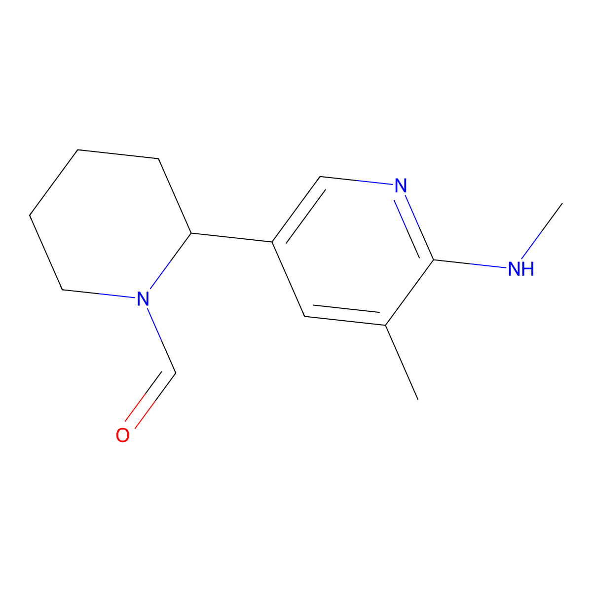 2-(5-Methyl-6-(methylamino)pyridin-3-yl)piperidine-1-carbaldehyde molecular structure, CAS 1352500-15-2