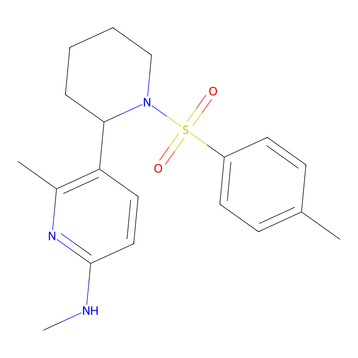N,6-Dimethyl-5-(1-tosylpiperidin-2-yl)pyridin-2-amine molecular structure, CAS 1352500-26-5