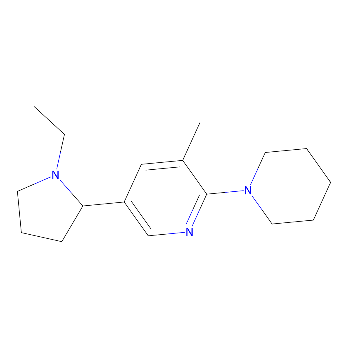5-(1-Ethylpyrrolidin-2-yl)-3-methyl-2-(piperidin-1-yl)pyridine molecular structure, CAS 1352500-28-7