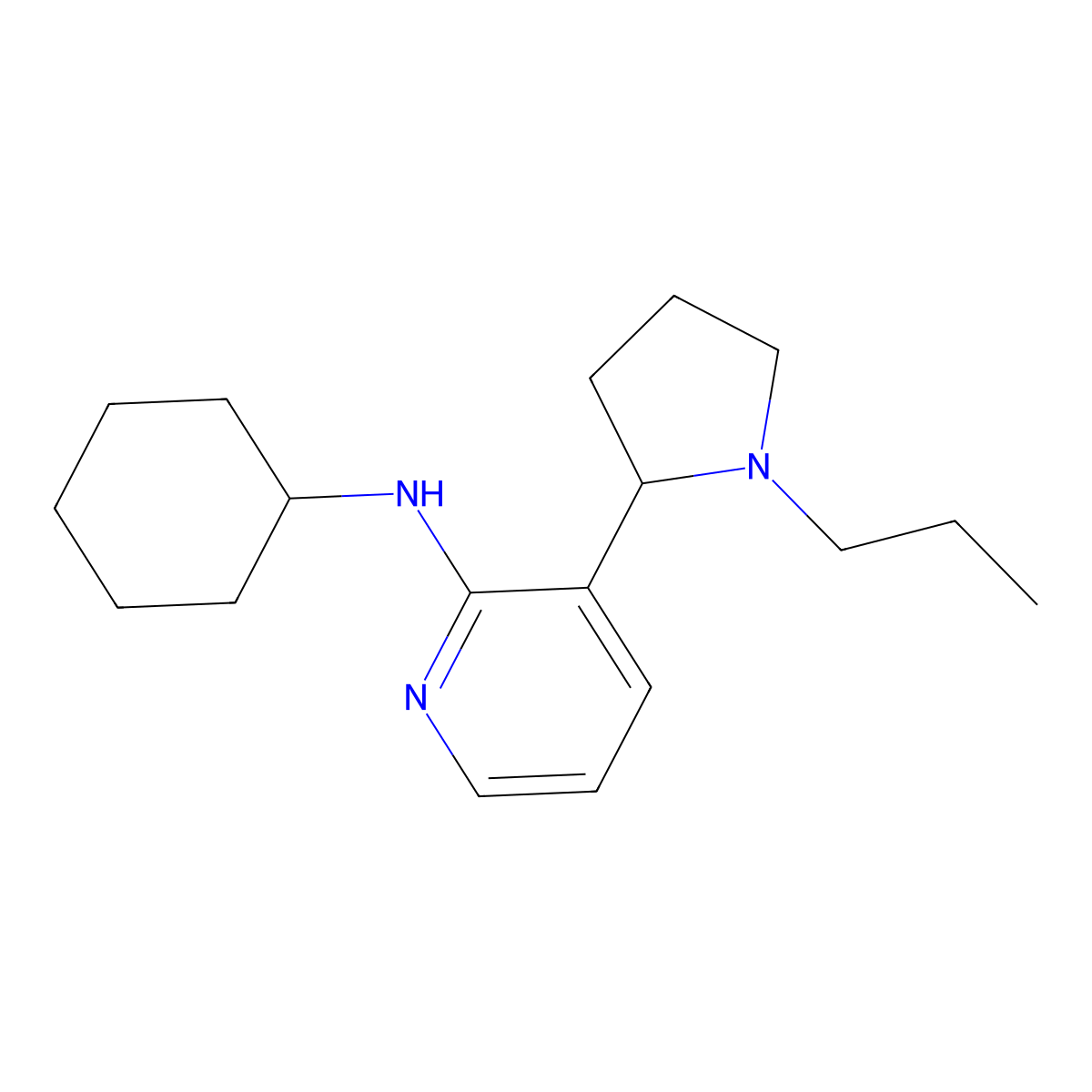 N-Cyclohexyl-3-(1-propylpyrrolidin-2-yl)pyridin-2-amine molecular structure, CAS 1352501-20-2