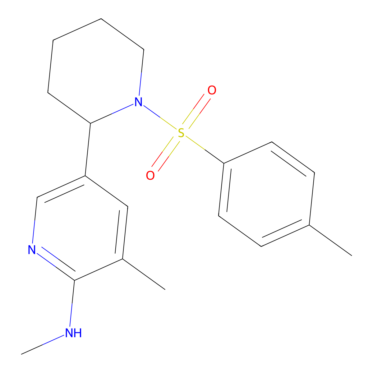 N,3-Dimethyl-5-(1-tosylpiperidin-2-yl)pyridin-2-amine molecular structure, CAS 1352502-19-2