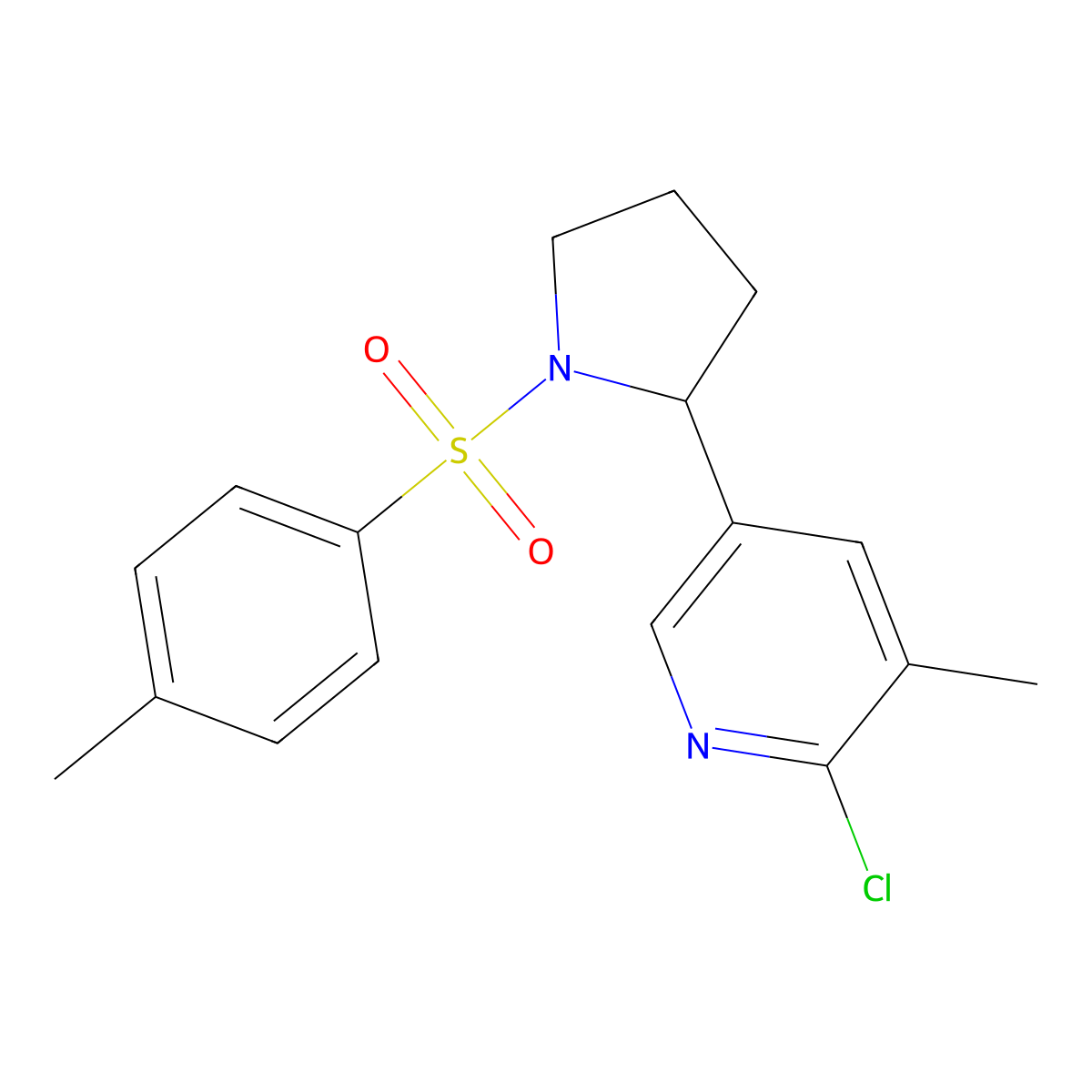 2-Chloro-3-methyl-5-(1-tosylpyrrolidin-2-yl)pyridine molecular structure, CAS 1352503-10-6