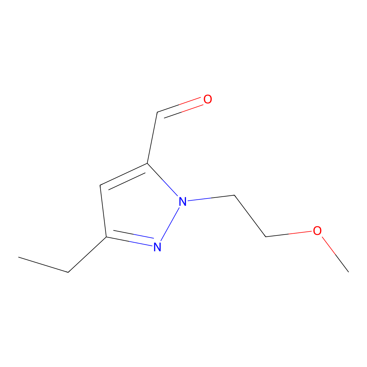 3-Ethyl-1-(2-methoxyethyl)-1H-pyrazole-5-carbaldehyde molecular structure, CAS 1352503-80-0