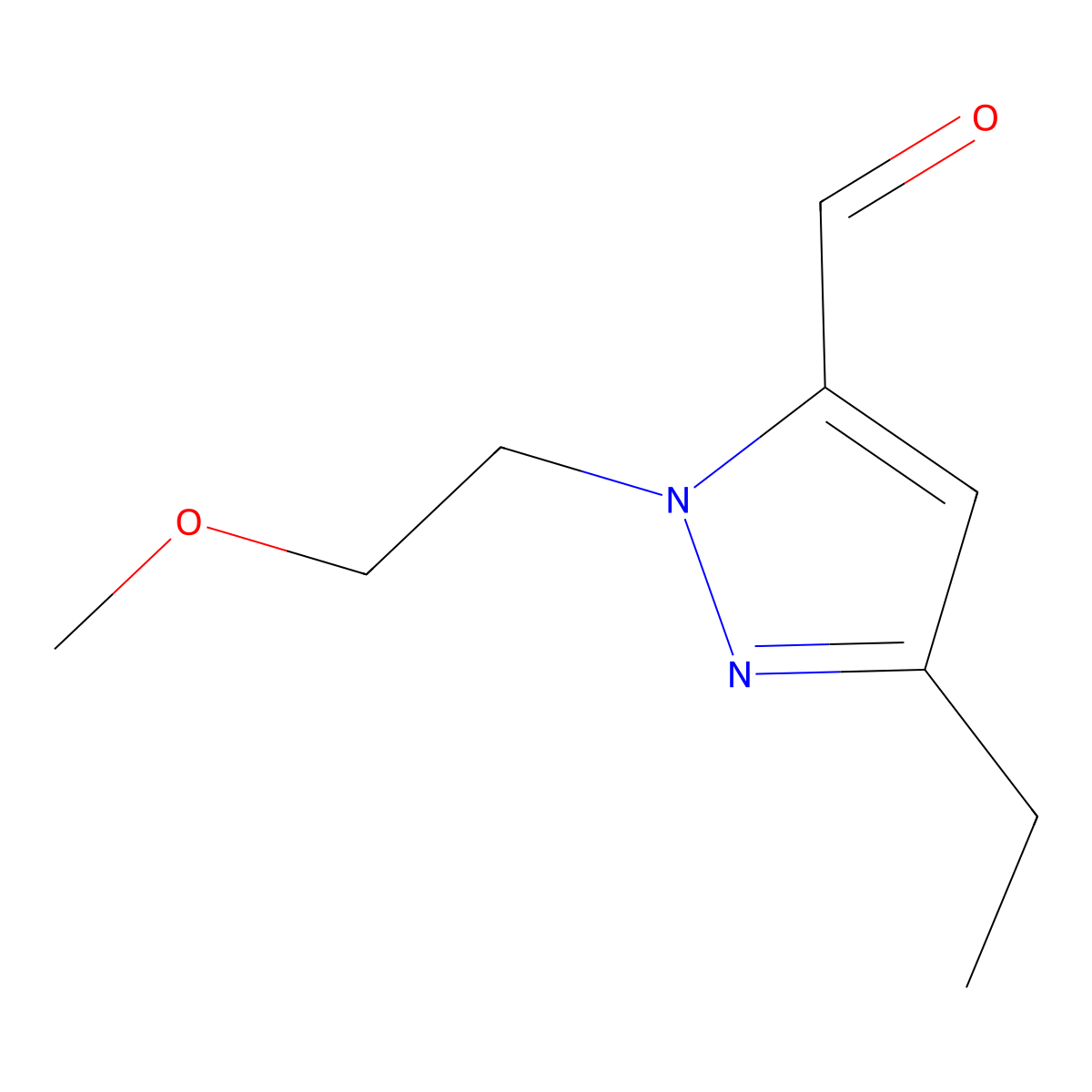 3-Ethyl-1-(2-methoxyethyl)-1H-pyrazole-5-carbaldehyde molecular structure, CAS 1352503-80-0