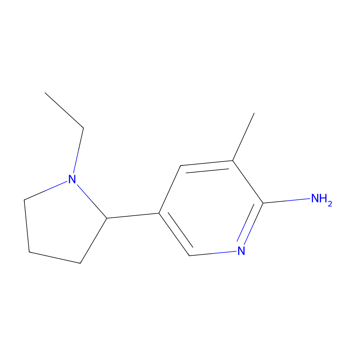 5-(1-Ethylpyrrolidin-2-yl)-3-methylpyridin-2-amine molecular structure, CAS 1352505-14-6