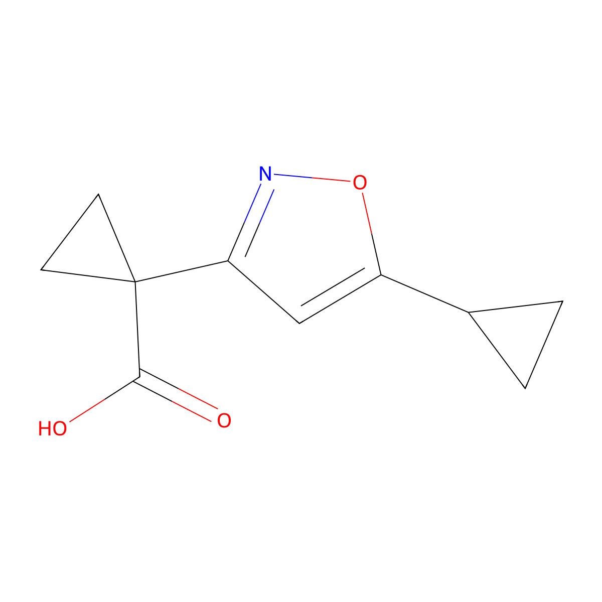 1-(5-Cyclopropylisoxazol-3-yl)cyclopropanecarboxylic acid molecular structure, CAS 1352505-17-9