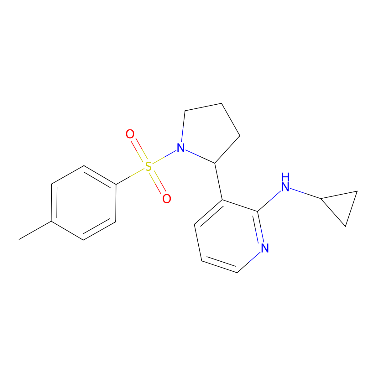 N-Cyclopropyl-3-(1-tosylpyrrolidin-2-yl)pyridin-2-amine molecular structure, CAS 1352507-55-1