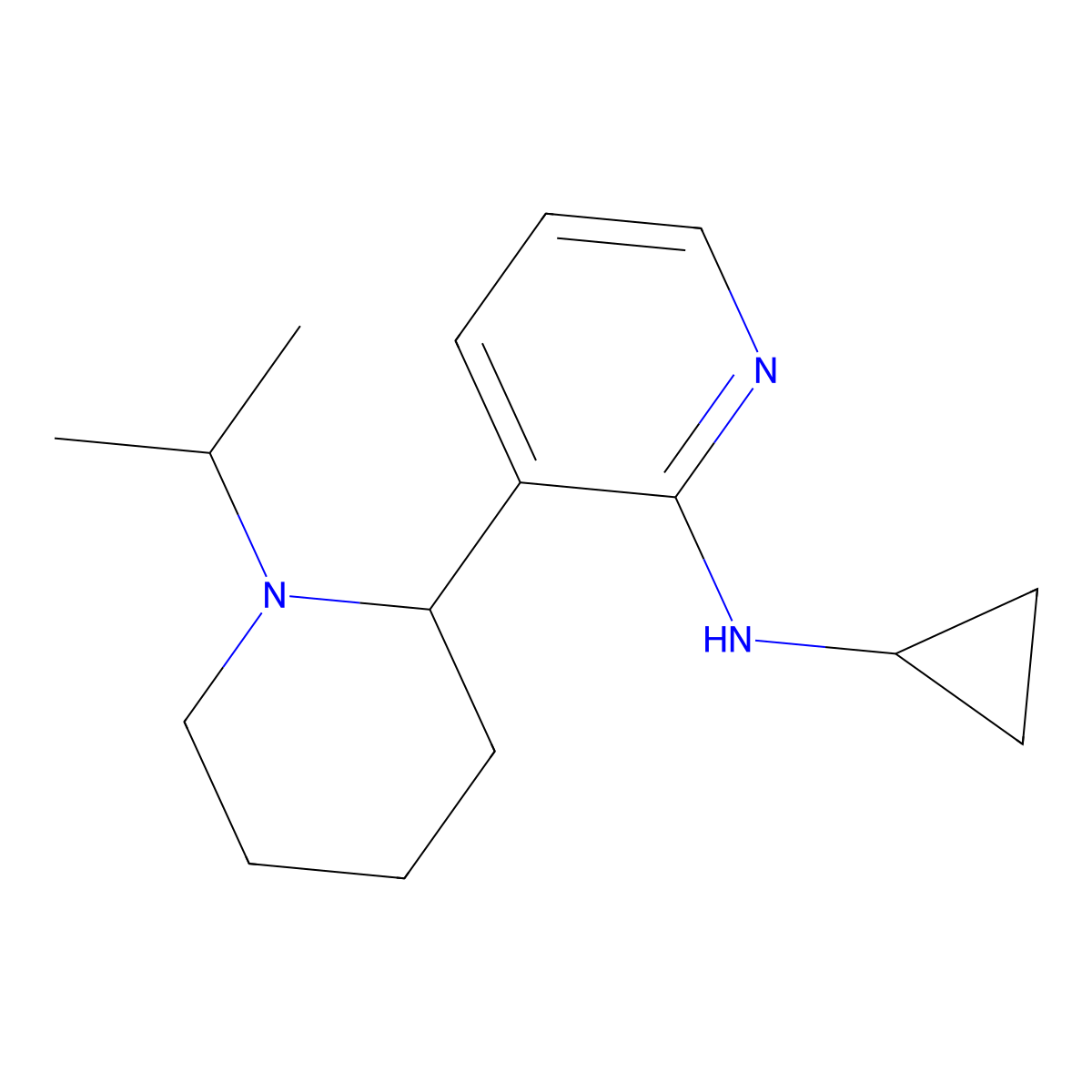 N-Cyclopropyl-3-(1-isopropylpiperidin-2-yl)pyridin-2-amine molecular structure, CAS 1352507-62-0