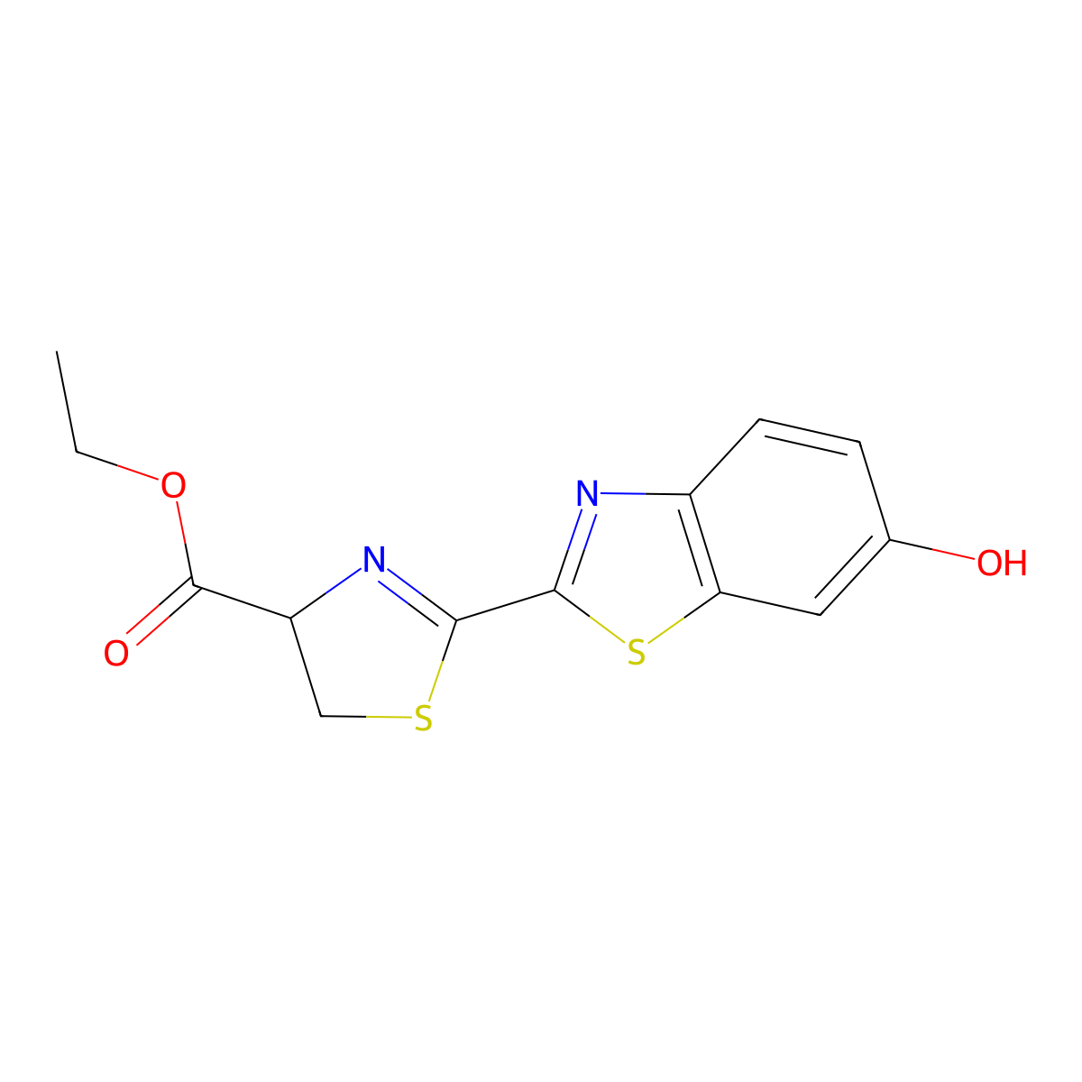 ethyl (4S)-2-(6-hydroxy-1,3-benzothiazol-2-yl)-4,5-dihydro-1,3-thiazole-4-carboxylate molecular structure, CAS 135251-85-3