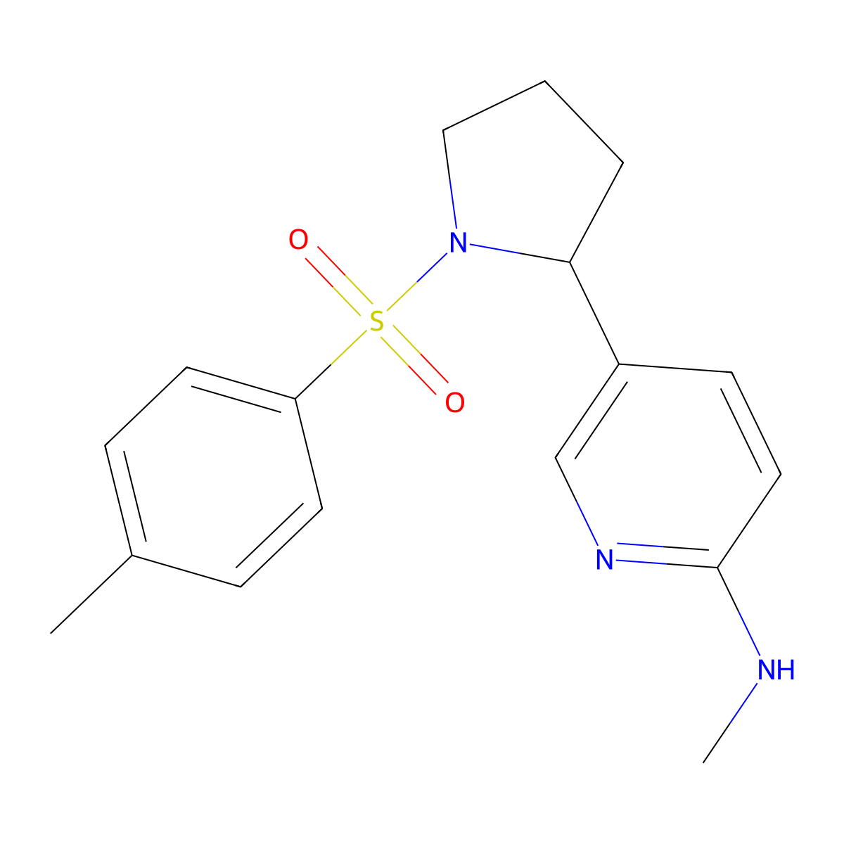 N-Methyl-5-(1-tosylpyrrolidin-2-yl)pyridin-2-amine molecular structure, CAS 1352512-45-8