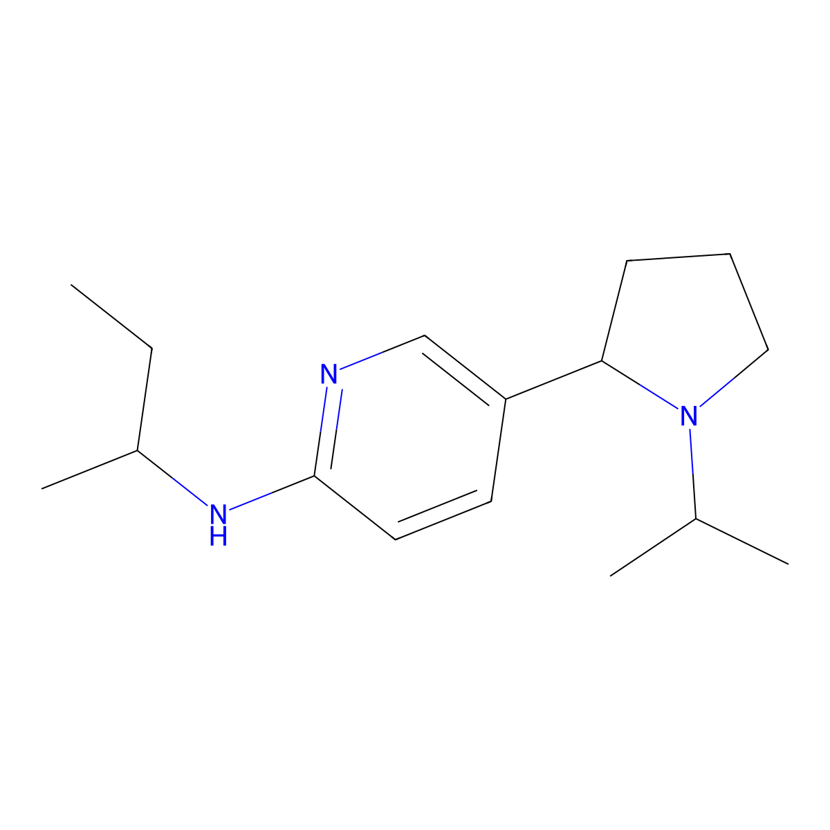 N-(sec-Butyl)-5-(1-isopropylpyrrolidin-2-yl)pyridin-2-amine molecular structure, CAS 1352514-50-1