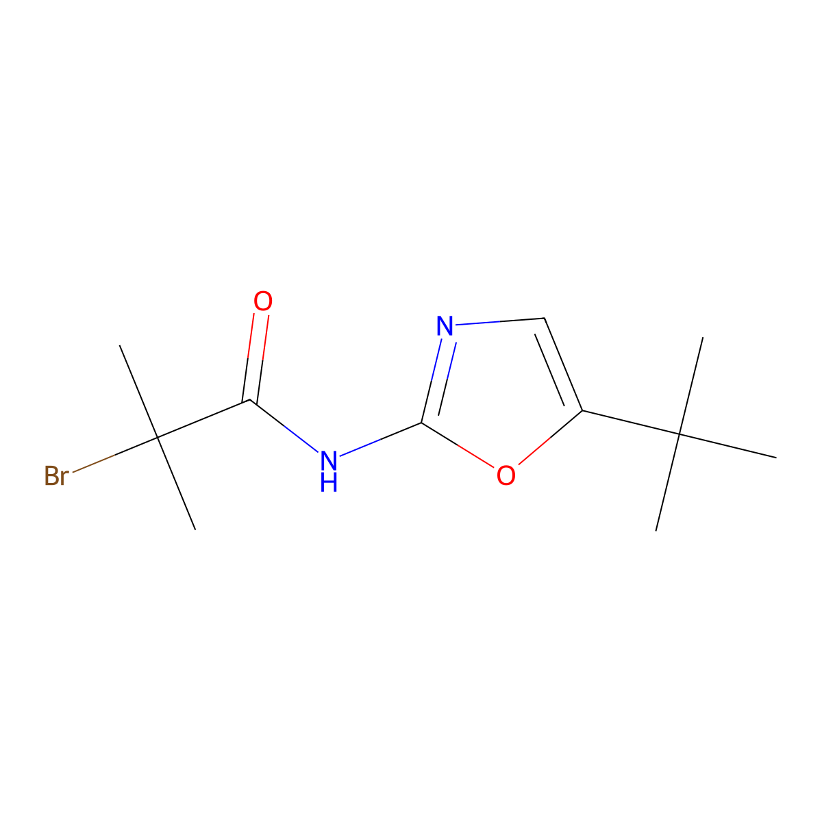 2-Bromo-N-(5-(tert-butyl)oxazol-2-yl)-2-methylpropanamide molecular structure, CAS 1352515-11-7