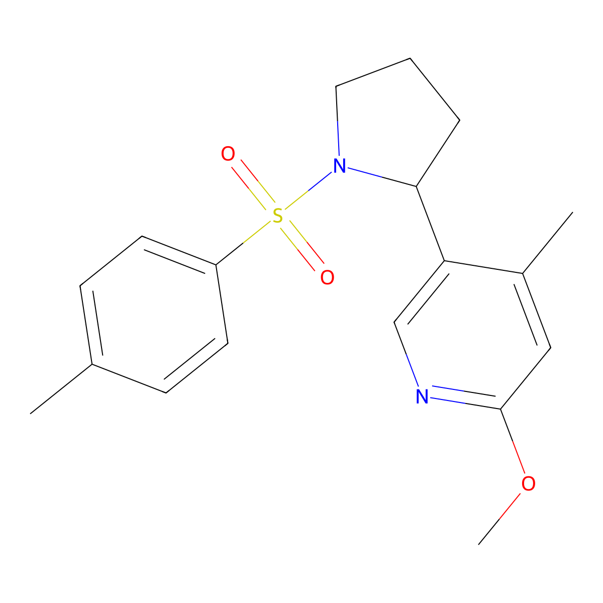 2-Methoxy-4-methyl-5-(1-tosylpyrrolidin-2-yl)pyridine molecular structure, CAS 1352515-84-4
