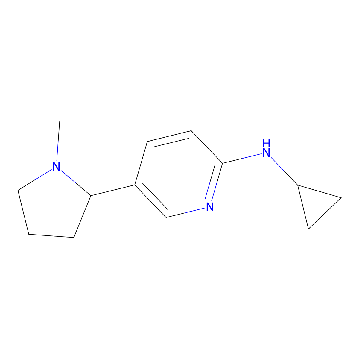 N-Cyclopropyl-5-(1-methylpyrrolidin-2-yl)pyridin-2-amine molecular structure, CAS 1352515-86-6