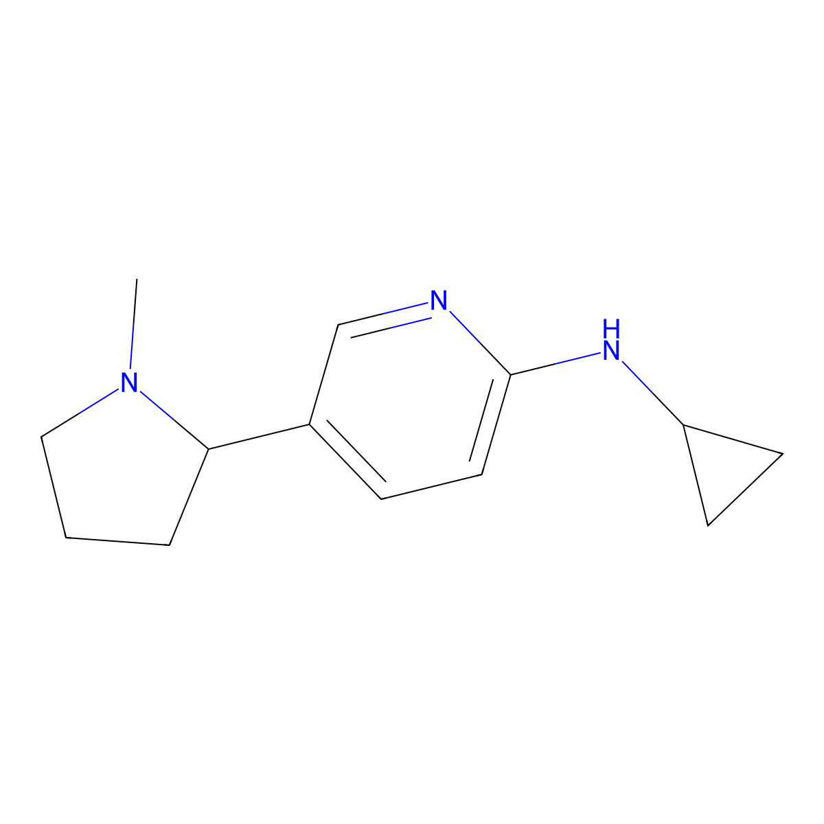 N-Cyclopropyl-5-(1-methylpyrrolidin-2-yl)pyridin-2-amine molecular structure, CAS 1352515-86-6