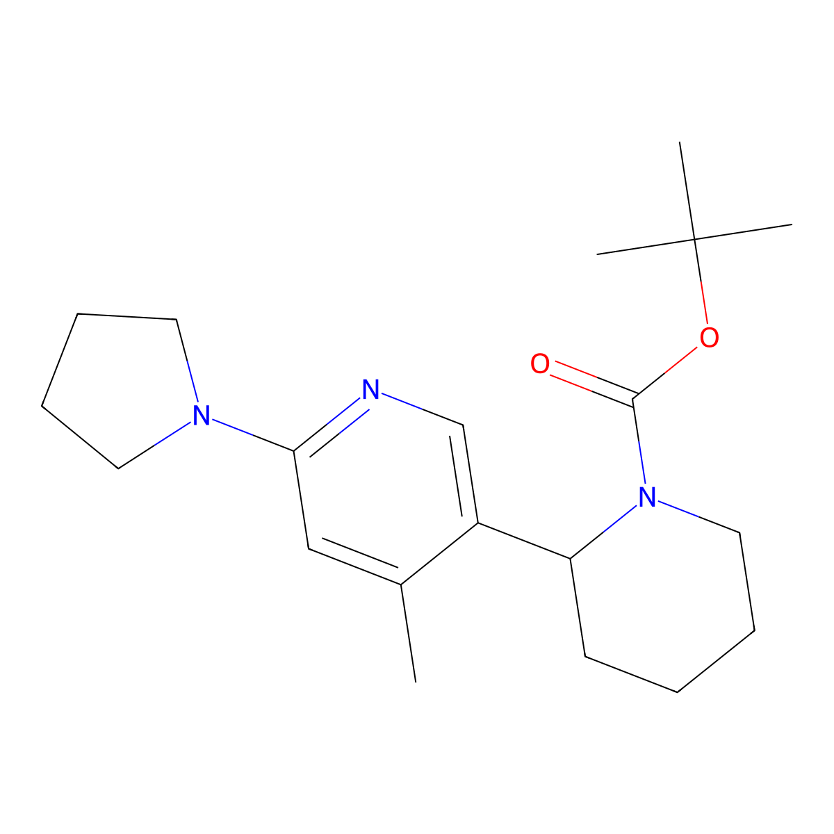 tert-Butyl 2-(4-methyl-6-(pyrrolidin-1-yl)pyridin-3-yl)piperidine-1-carboxylate molecular structure, CAS 1352515-90-2