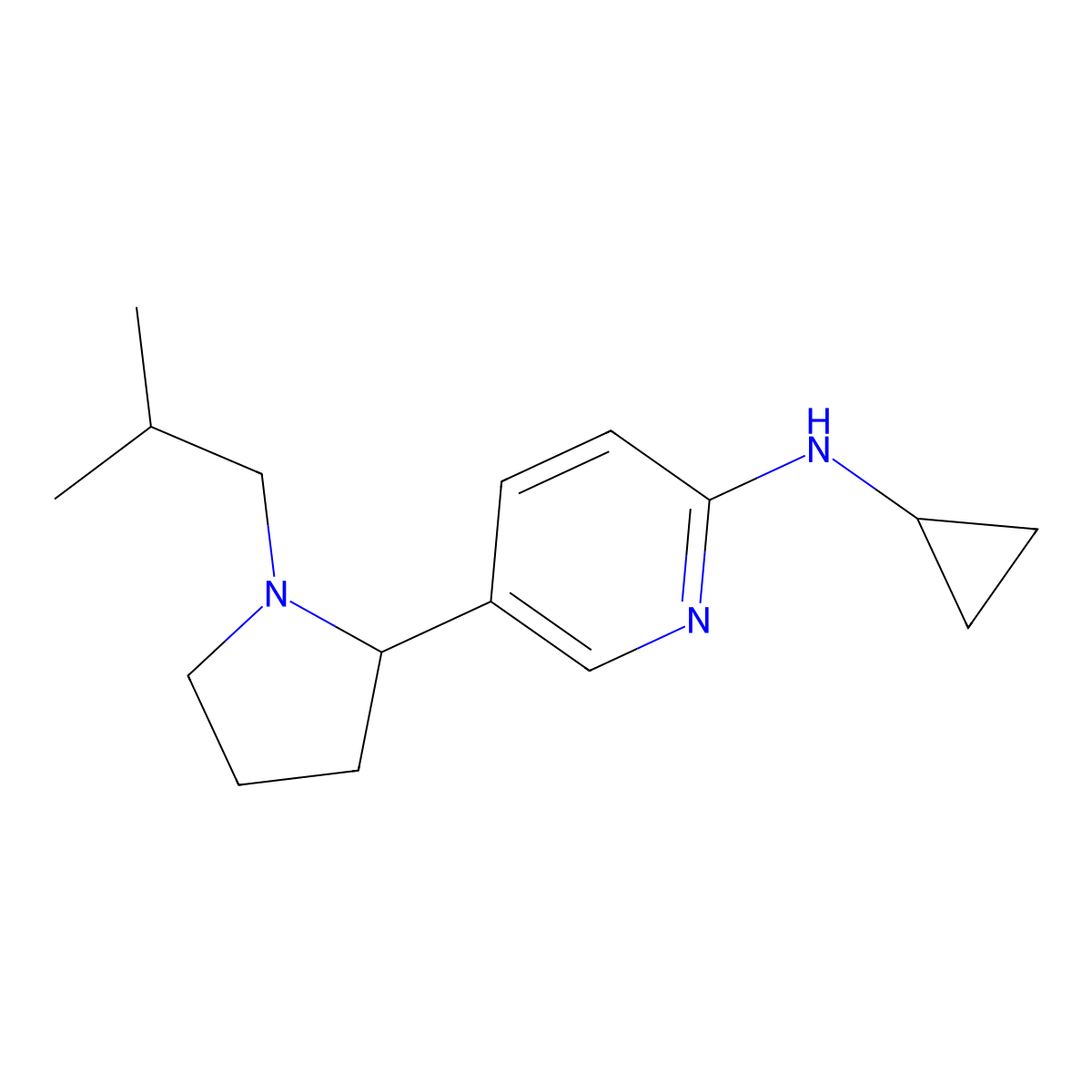 N-Cyclopropyl-5-(1-isobutylpyrrolidin-2-yl)pyridin-2-amine molecular structure, CAS 1352515-91-3