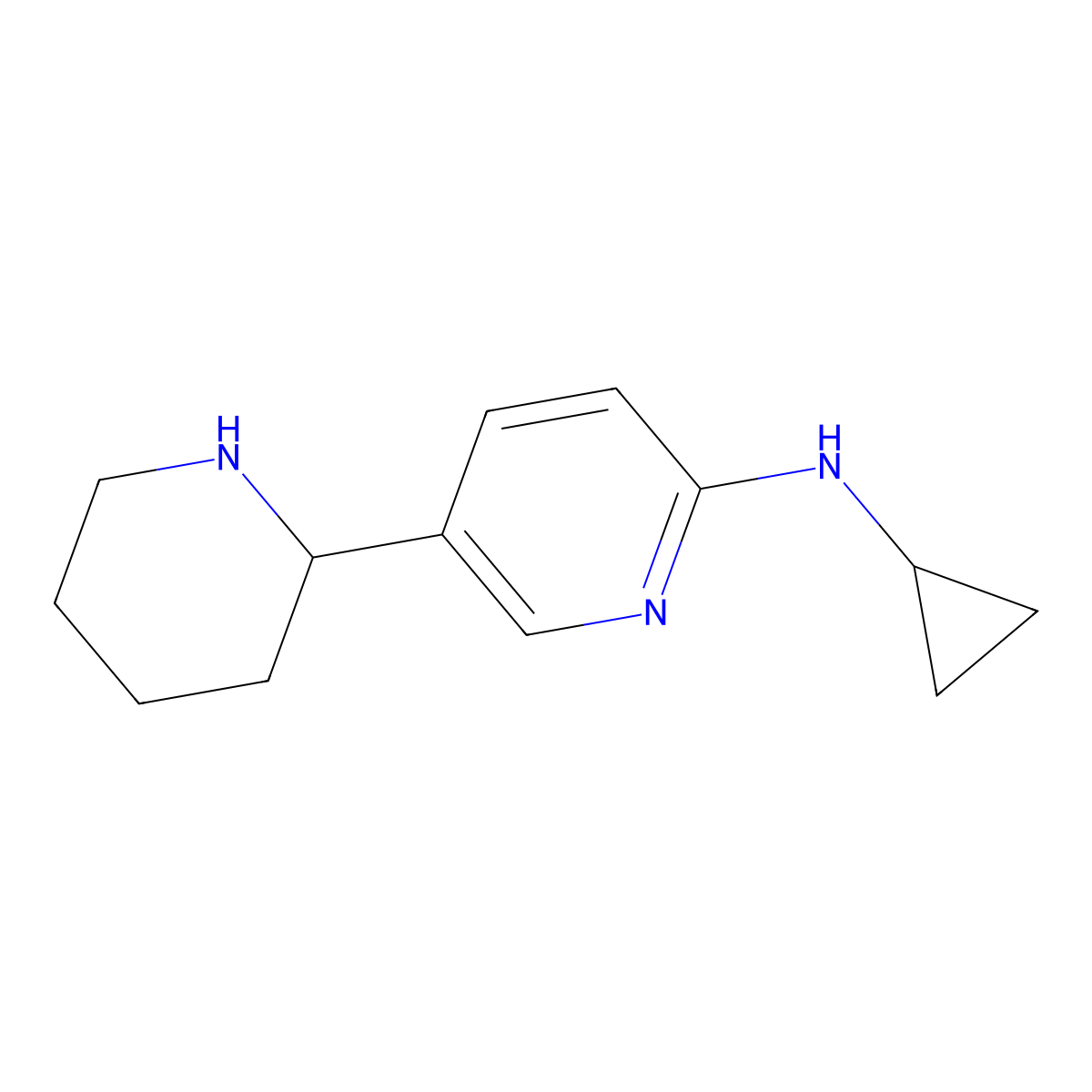 N-Cyclopropyl-5-(piperidin-2-yl)pyridin-2-amine molecular structure, CAS 1352515-96-8