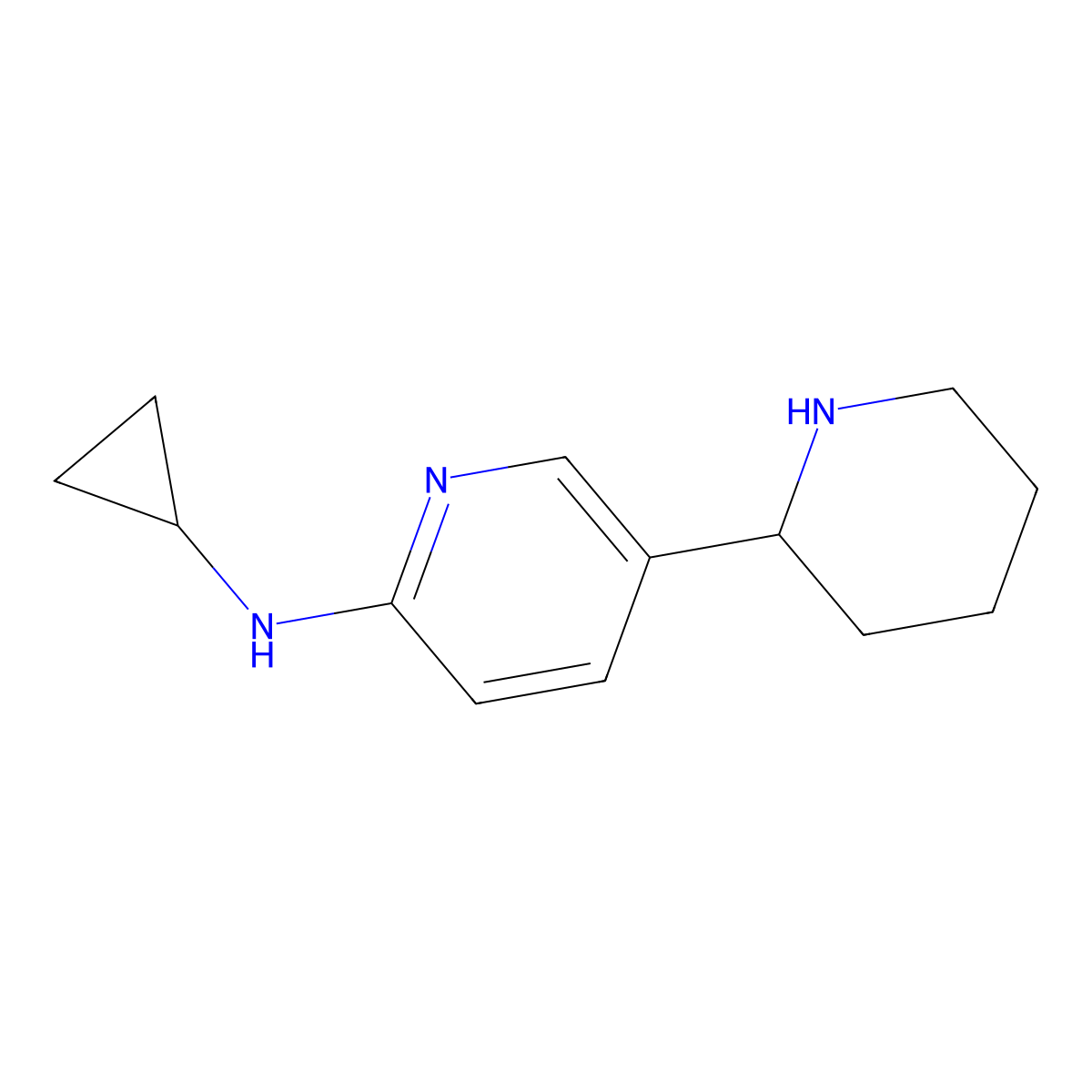 N-Cyclopropyl-5-(piperidin-2-yl)pyridin-2-amine molecular structure, CAS 1352515-96-8