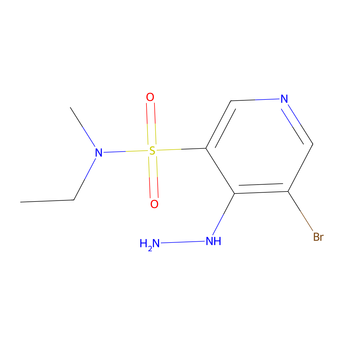 5-Bromo-N-ethyl-4-hydrazinyl-N-methylpyridine-3-sulfonamide molecular structure, CAS 1352516-58-5