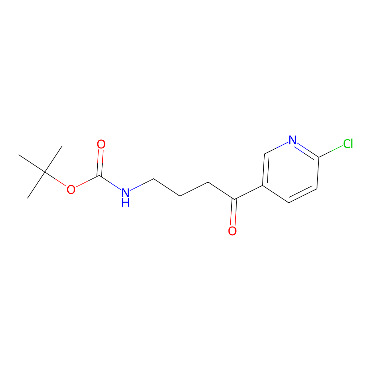 Tert-butyl (4-(6-chloropyridin-3-yl)-4-oxobutyl)carbamate molecular structure, CAS 1352516-72-3