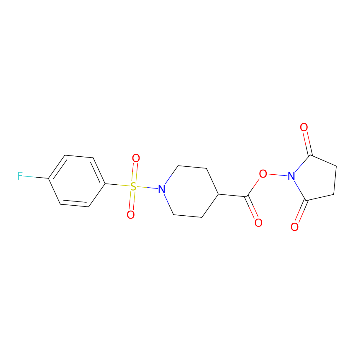 2,5-Dioxopyrrolidin-1-yl 1-((4-fluorophenyl)sulfonyl)piperidine-4-carboxylate molecular structure, CAS 1352517-05-5