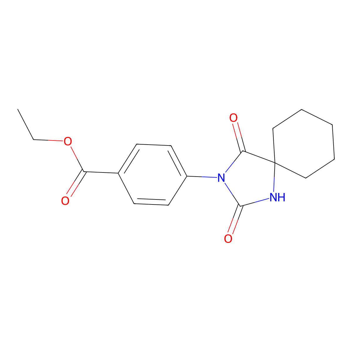 Ethyl 4-(2,4-dioxo-1,3-diazaspiro[4.5]decan-3-yl)benzoate molecular structure, CAS 1352517-28-2